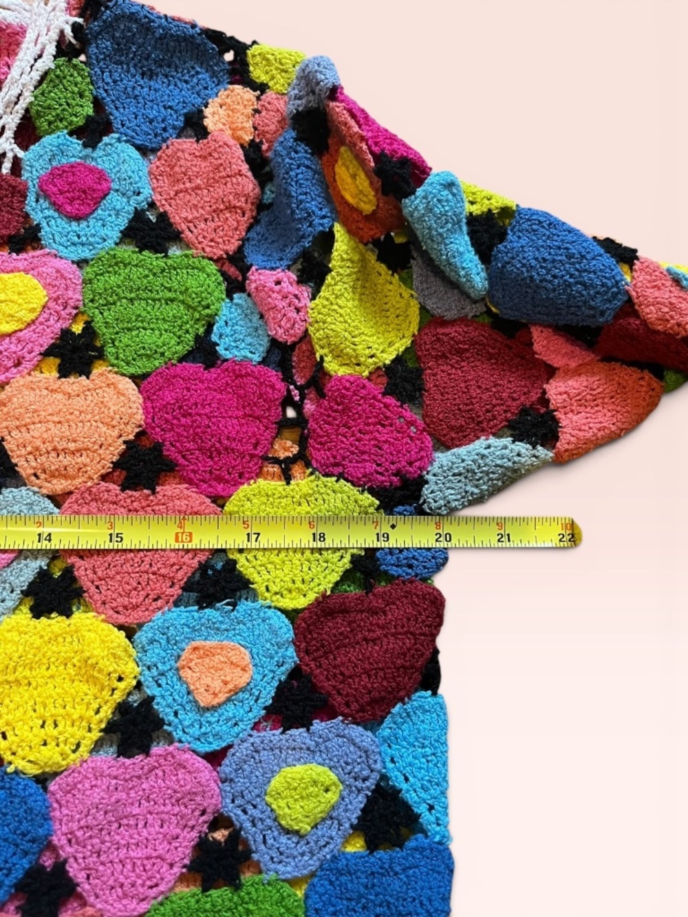 Vintage Y2K Crochet Granny Square Floral Cardigan Sweater Boho Festival M Color - Picture 7 of 9